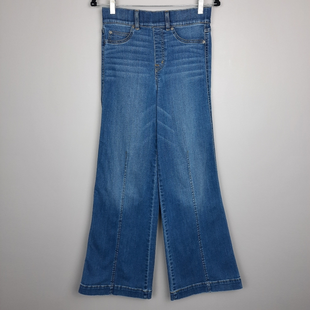 Spanx High Rise Seamed Front Wide Leg Jean in Vintage Indigo size Small